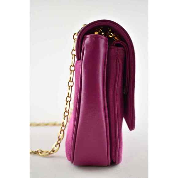 Gucci Marina Small Fuchsia Pink Suede Gold Logo Chain Shoulder Crossbody Bag - Picture 6 of 12